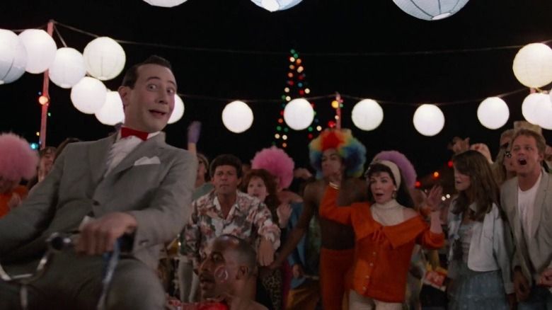 Back to the Beach 1987 Pee-wee Herman party scene with clown wigs