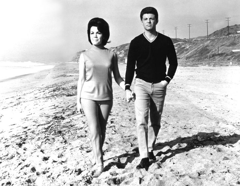 Frankie Avalon and Annette Funicello on Malibu beach during the 1965 Beach Blanket Bingo era