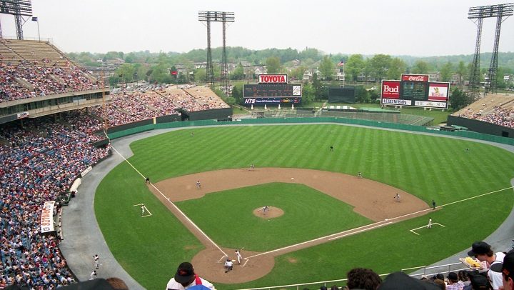 Baltimore Memorial Stadium on 33rd Street aerial view the longtime home of the Baltimore Colts NFL franchise
