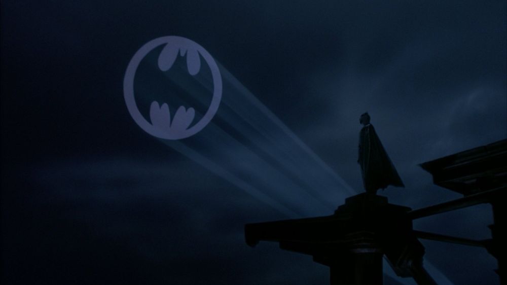 Batman 1989 Bat-Signal Gotham City night sky ending scene