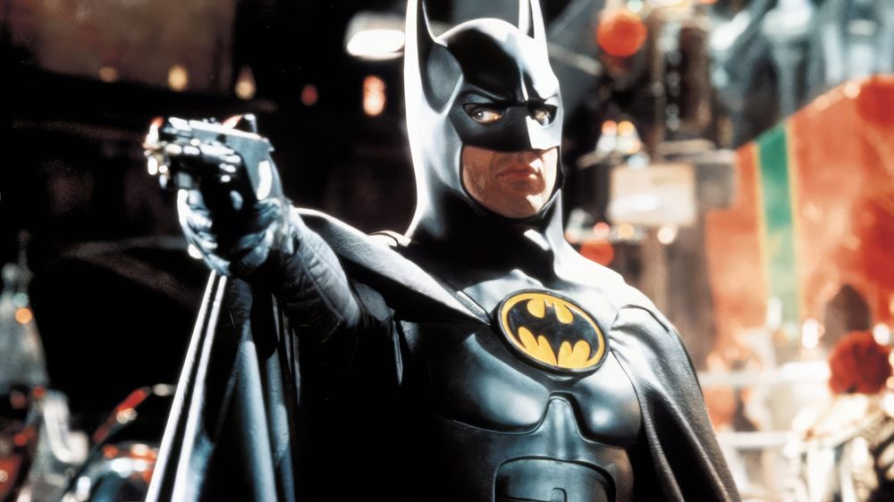 Batman 1989 grappling gun parade scene Michael Keaton