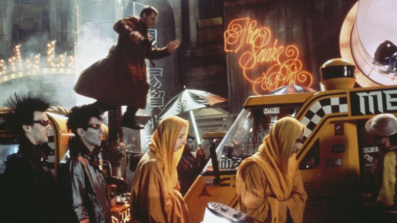 Neon-soaked Los Angeles street scene from Blade Runner 1982