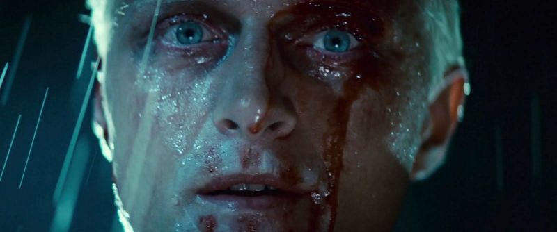 Rutger Hauer as Roy Batty in the tears in rain scene from Blade Runner 1982