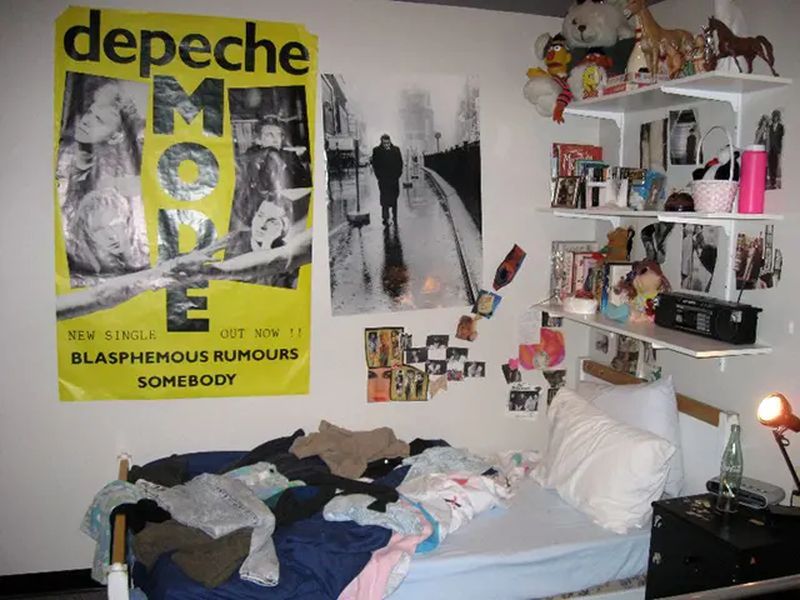 Depeche Mode poster in 90s teen bedroom with cassettes
