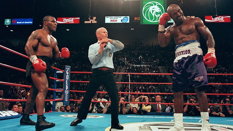 Tyson and Holyfield in the ring at MGM Grand Garden Arena in 1997