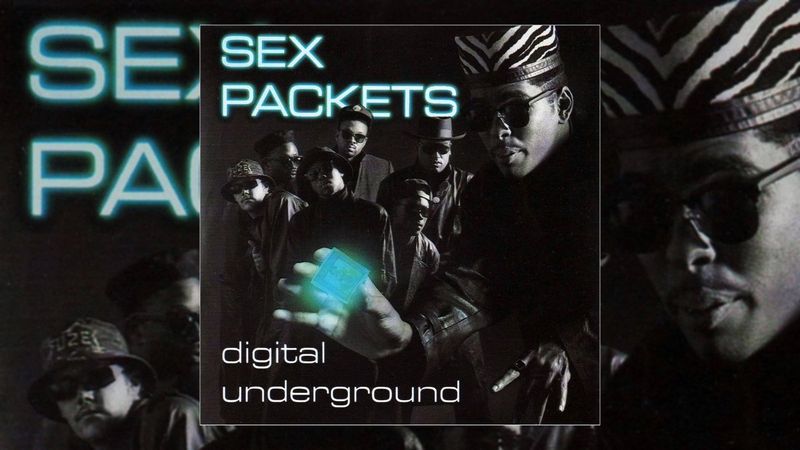 Digital Underground Sex Packets album cover 1990 with band lineup and zebra hat