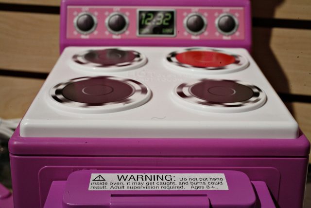 Hasbro Easy-Bake Oven with burn hazard warning label after the 2007 recall