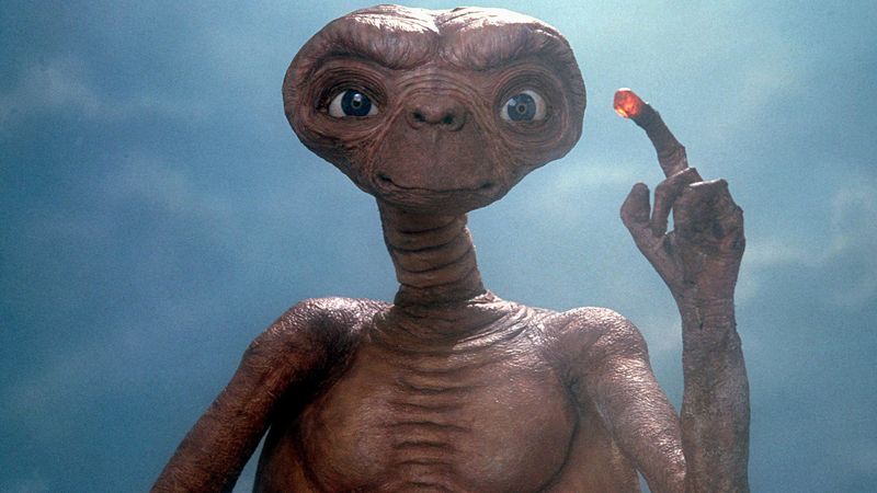E.T. the Extra-Terrestrial close-up with glowing finger