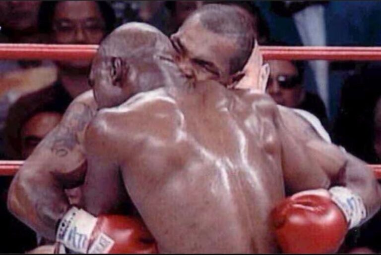 Mike Tyson bites Evander Holyfield ear during June 28 1997 Bite Fight