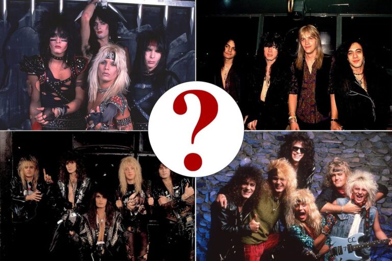 80s hair metal bands Motley Crue Cinderella Poison Warrant glam metal collage