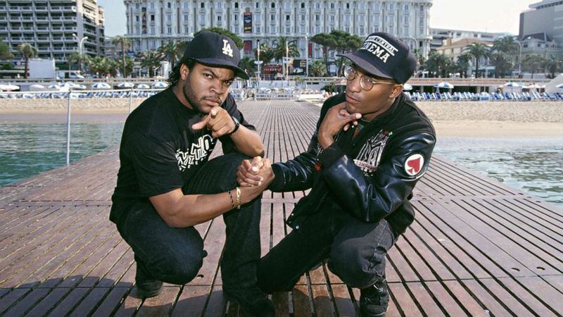 Ice Cube and director John Singleton at Cannes Film Festival 1991 for Boyz n the Hood