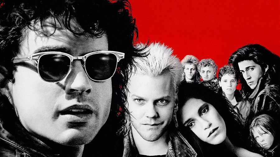 The Lost Boys 1987 cast — Michael, David, Star, Sam, and the Frog Brothers