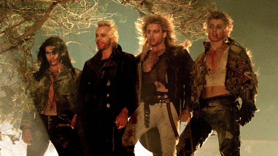 The Lost Boys vampires bloody after a kill in the 1987 horror comedy