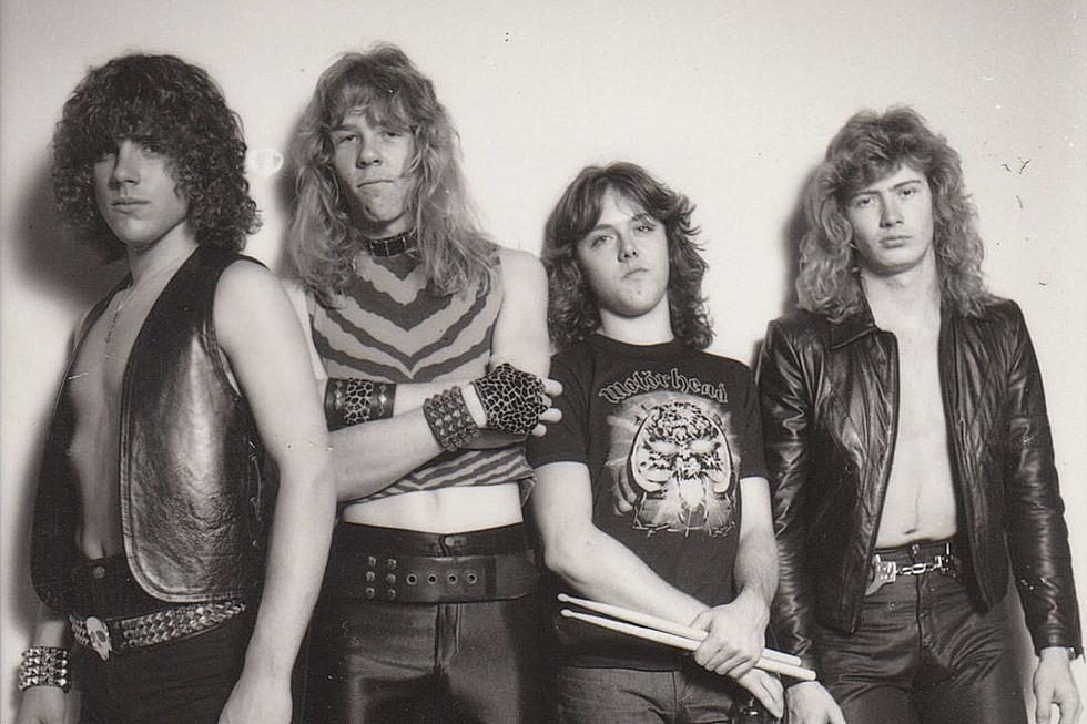 Metallica original 1982 lineup at Radio City Anaheim — Ron McGovney, James Hetfield, Lars Ulrich, Dave Mustaine