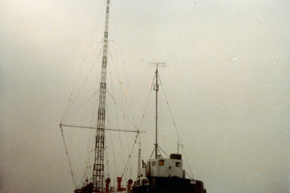 Mi Amigo Radio Caroline pirate radio ship anchored in the North Sea