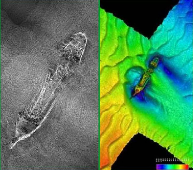 Mi Amigo Radio Caroline wreck site sonar survey on the Long Sand Bank
