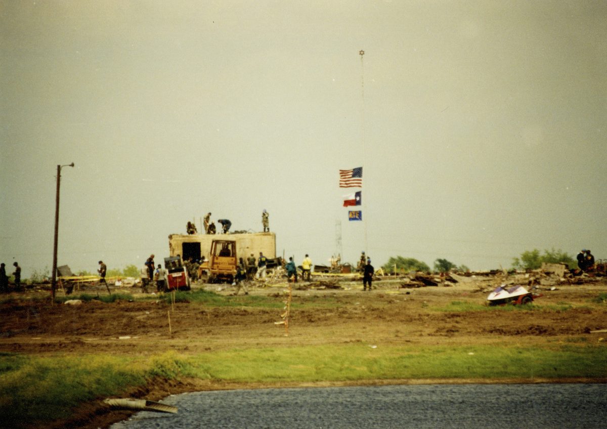 Crews clearing debris from Mount Carmel after the April 19 1993 fire that ended the Waco siege
