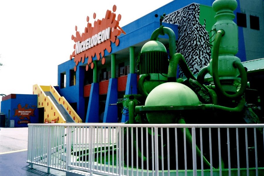 Nickelodeon Studios Orlando 1990 green slime geyser kids studio entrance