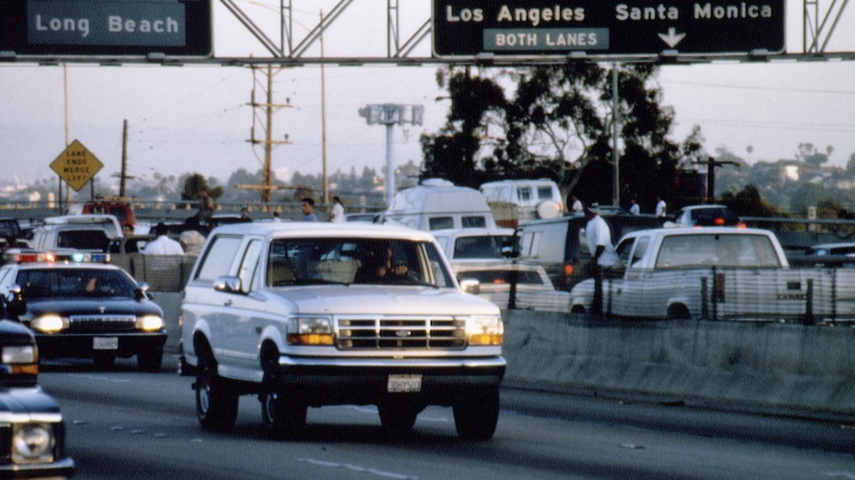 OJ Simpson white Ford Bronco chase on the 405 freeway in Los Angeles on June 17, 1994