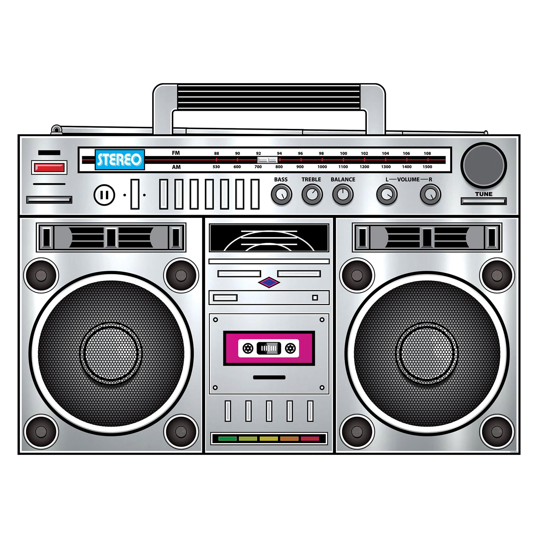 Beistle 80s Boom Box Stand-Up, Retro Metallic Cardboard Decoration, Perfect for 1980s ERAS Theme Dance Parties, Photo Boot...