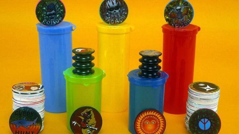 Pogs 90s collection in plastic tubes with slammers and milk caps