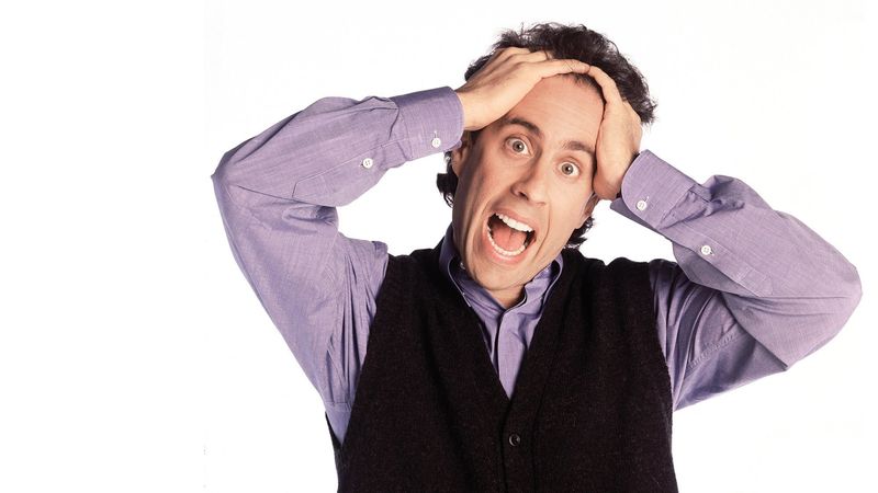 Jerry Seinfeld in a funny exasperated moment from the series