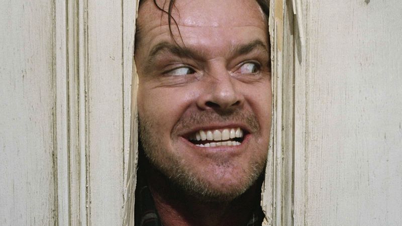 Jack Nicholson Heres Johnny in Kubrick The Shining 1980 Overlook Hotel