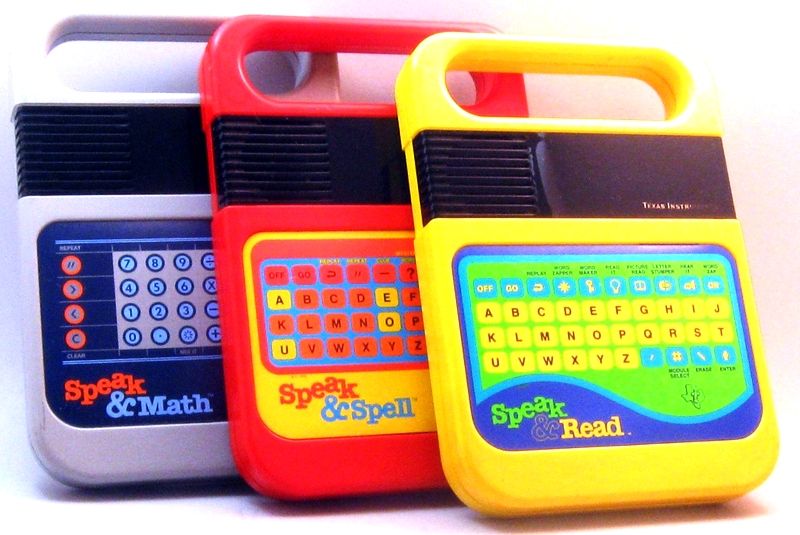 Speak and Spell Speak and Read Speak and Math Texas Instruments educational toy family lineup