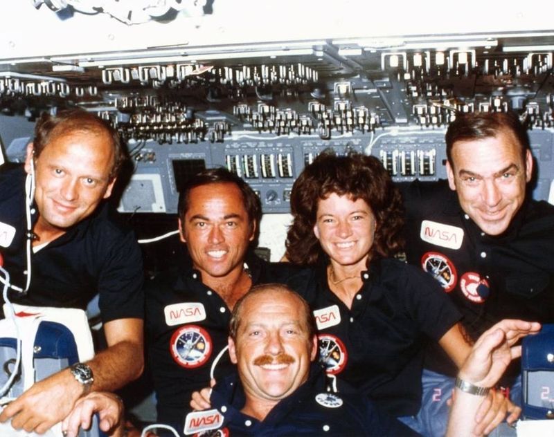 STS-7 crew in orbit aboard Space Shuttle Challenger 1983