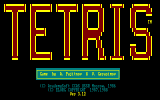 Original Tetris title screen by A. Pajitnov and V. Gerasimov 1986