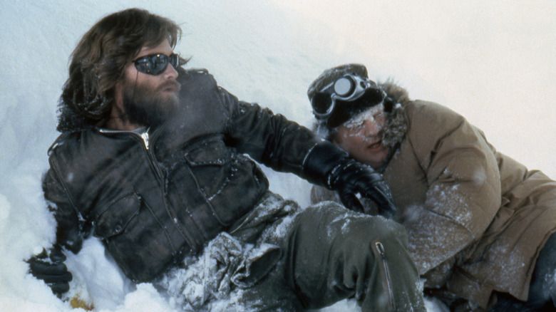 Kurt Russell as MacReady in the Antarctic snow in The Thing 1982