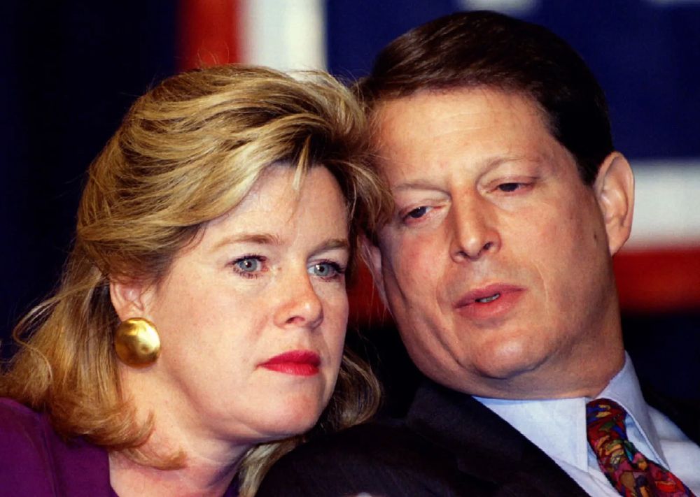 Tipper Gore with Al Gore during the parental advisory sticker era