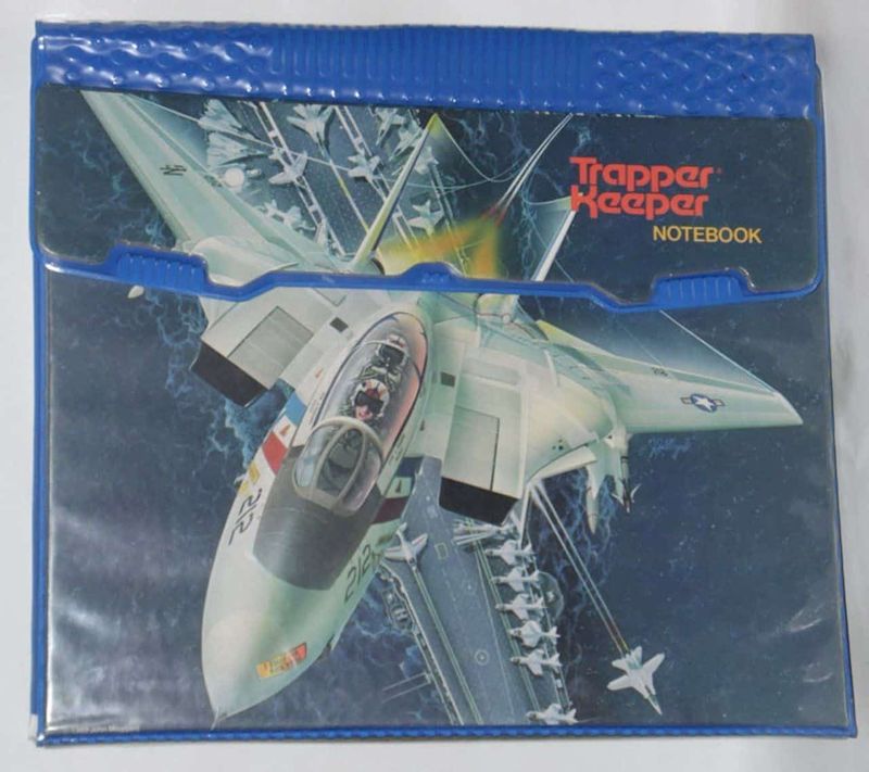 Trapper Keeper Mead notebook with F-14 Tomcat fighter jet airbrushed cover from the 1980s