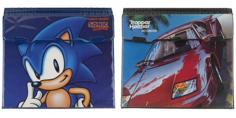 Trapper Keeper Sonic the Hedgehog and red sports car licensed covers from the 90s