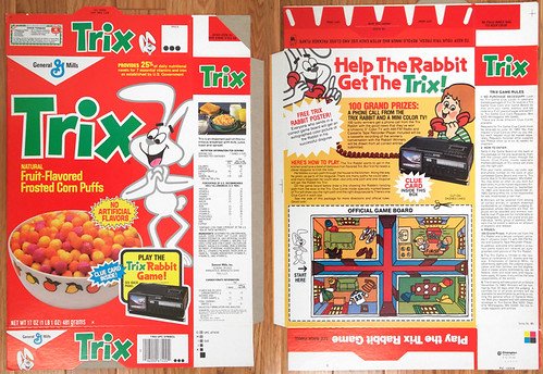 Trix cereal box Trix Rabbit General Mills 1982 mascot