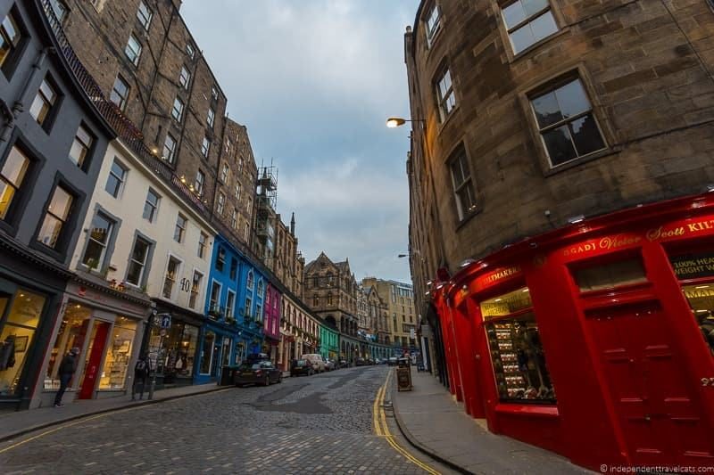 Victoria Street in Edinburgh, often cited as inspiration for Harry Potter's Diagon Alley