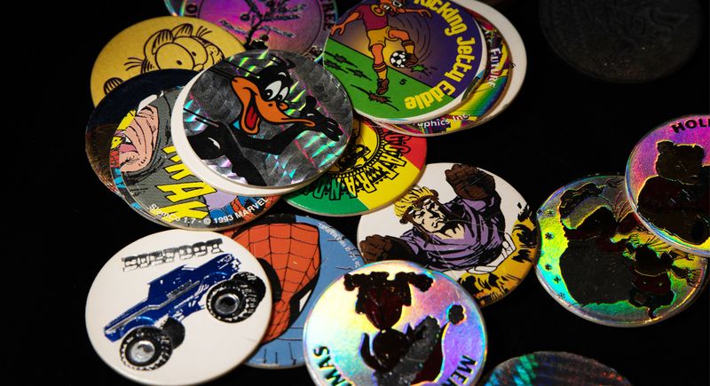 Vintage pogs 90s Marvel Spider-Man Daffy Duck Garfield holographic milk caps