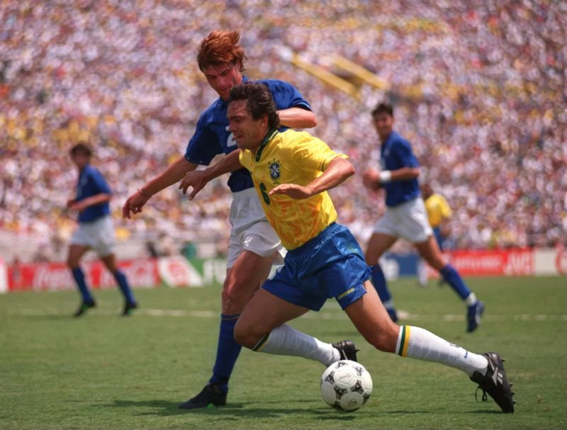 Branco of Brazil driving forward in the 1994 World Cup final
