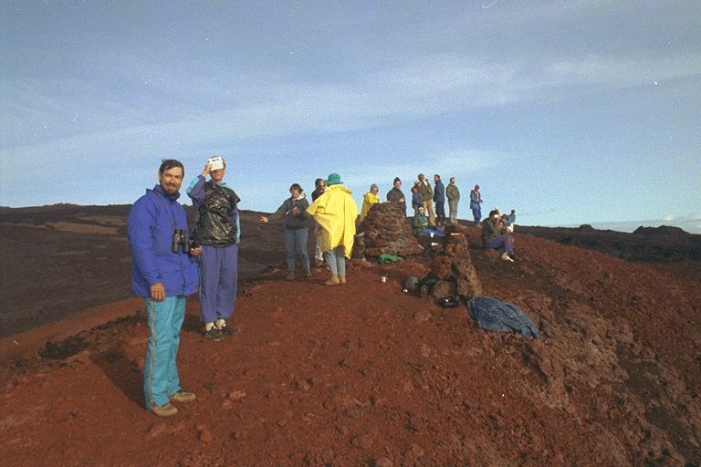 Eclipse watchers on Mauna Loa Hawaii before totality on July 11 1991