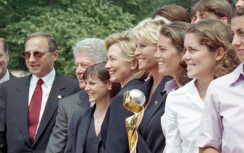 The 1999 Womens World Cup trophy held at the White House