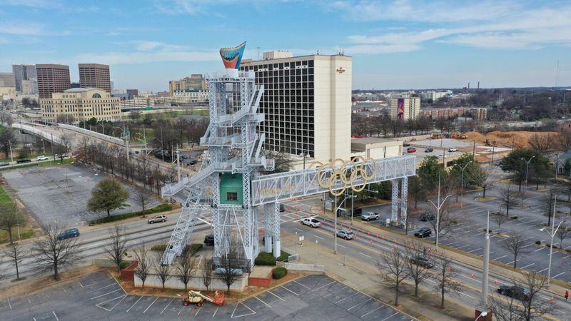 The Atlanta 1996 Olympic cauldron tower still standing near the old stadium site