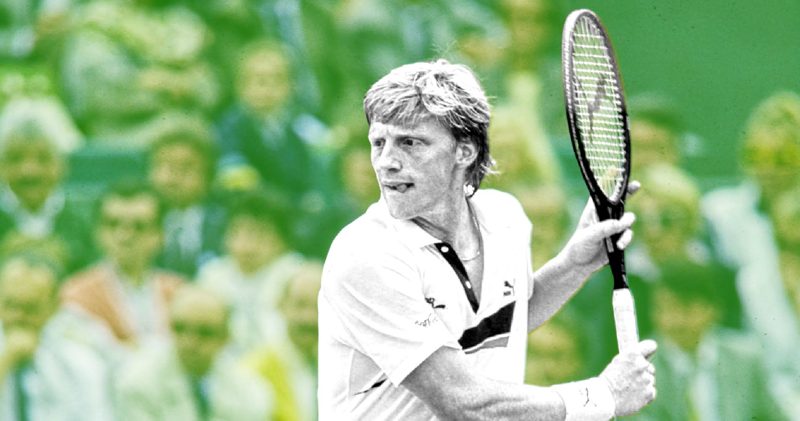 Boris Becker serve and volley style at 1985 Wimbledon