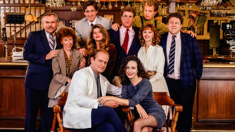 Later Cheers cast with Rebecca and Frasier