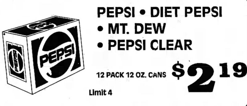 Vintage 1992 Pepsi Clear Crystal Pepsi newspaper price ad