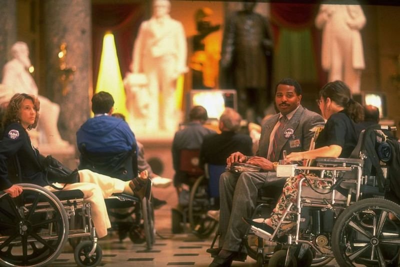 Disabled rights activists lobby Congress to approve Americans with Disabilities Act May 1990