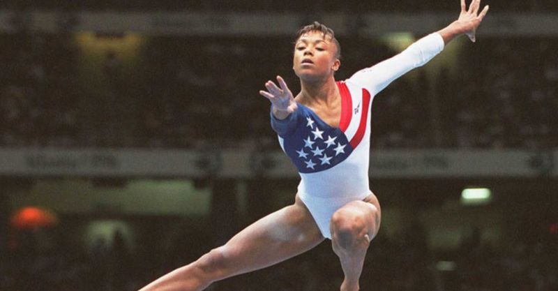 Dominique Dawes performing floor exercise at the 1996 Atlanta Olympics