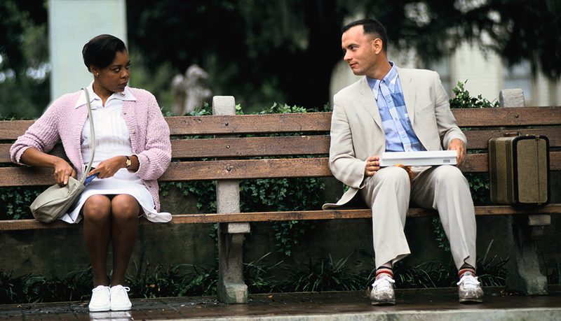 Forrest Gump 1994 telling his story on the bus stop bench