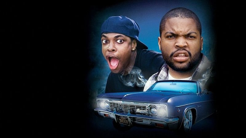 Friday 1995 key art with Ice Cube, Chris Tucker, and the Impala lowrider
