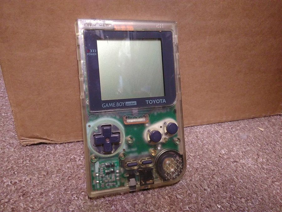 Translucent Nintendo Game Boy Pocket handheld console, a slimmer variant of the original Game Boy