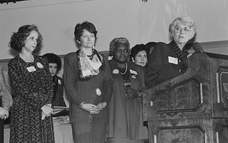 Geraldine Ferraro speaks at a 1984 Democratic vice president campaign event
